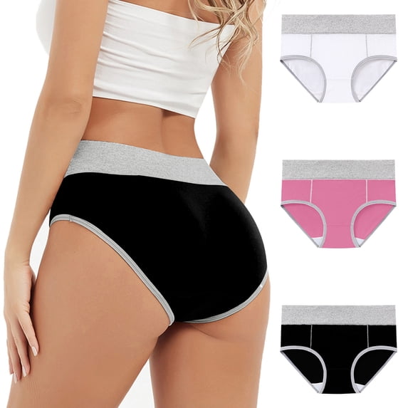 3PC Women's Underwear Women's Underwear Period Panties Plus Size High Waist Comfortable Panties for Women Pack Soft Stretchy Everyday Wear Comfortable