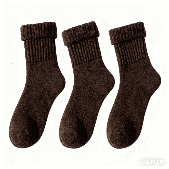 3PC Women's Winter Boots Socks Thick Warm Cozy Crew Socks Solid Color Gifts（Dark brown）