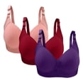 thumbnail image 1 of 3PC Womens Bras Plus Size Push Up Breathable Full Coverage No Underwire Gathering Support Everyday Bras Purple 42/95, 1 of 3