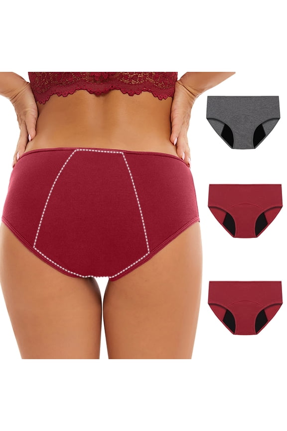 3PC Womens Briefs Panties Gray Multipack Pull-On Period Plus Size Leisure Loose Stretch Hombre Underwear for Women Stretchable