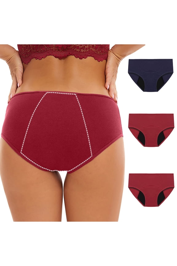 3PC Womens Navy Panties Loose Briefs Pull-On Multi Pack Large Period Stretch Stretchable Comfort Underwear for Women