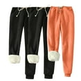 thumbnail image 1 of 3PC Womens Sweatpants Winter Warm Up Wide Leg Solid Color Drawstring Elastic Waist Casual Loose Athletic Yoga Pants with Pockets,Orange 3,4XL, 1 of 4