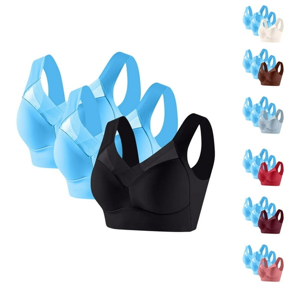 3PC Womens Wireless Bra Nursing Front-Closure, Seamless Lightweight Bras for Women Push-up Sports Bra