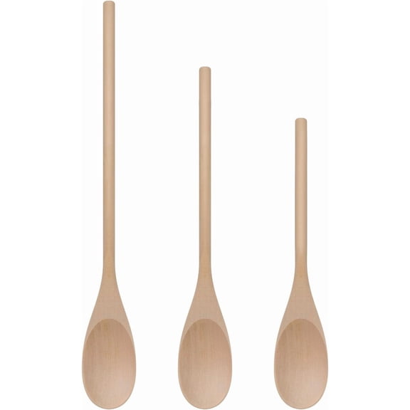 3PC Wooden Spoon for Cooking, Long handle 12" 10" 8" Wood Serving Spoons Set for Mixing Stirring Tasting, Maple Wood Nonstick Kitchen Utensils.