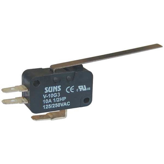 3PC ZoroSelect Miniature Snap Action Switch, Hinge, Lever, Long Actuator, SPDT, 10A @ 240V AC Contact Rating