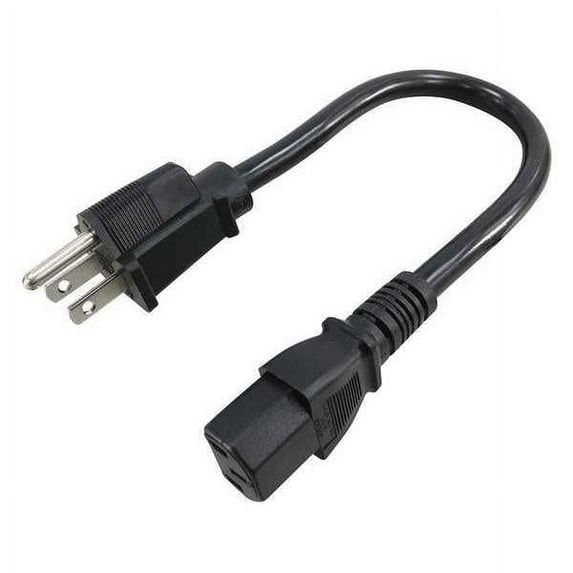 3Pc ZoroSelect Power Cord, 5-15P, SJT, 1 ft., Blk, 10A, 18/3