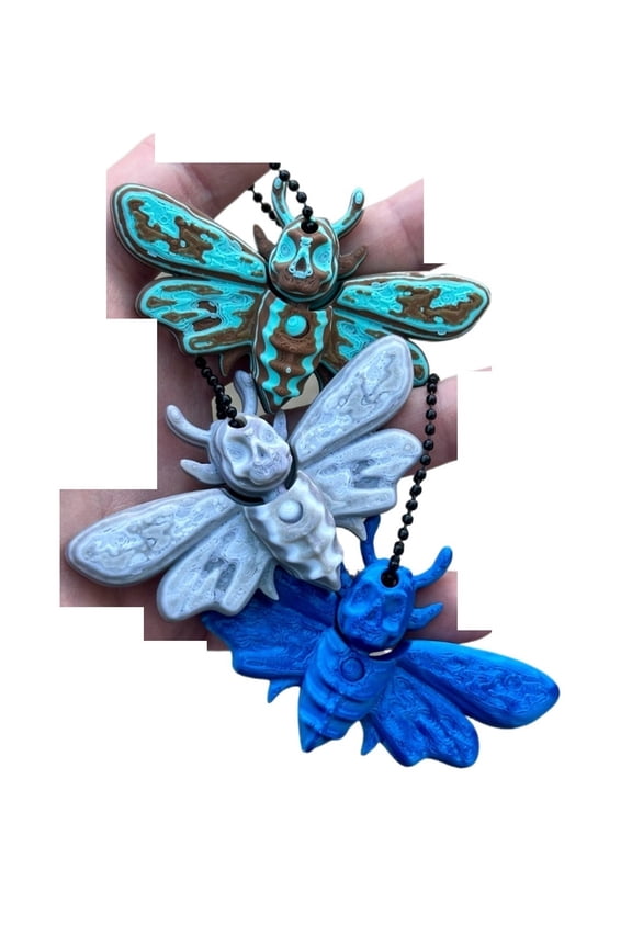 3PC movable joint Death's Head Hawk Moth key chain 3D printing