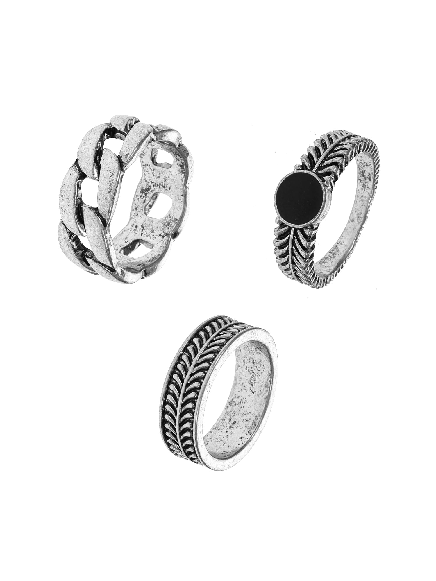 Men's Rings, Silver, 3 Pack