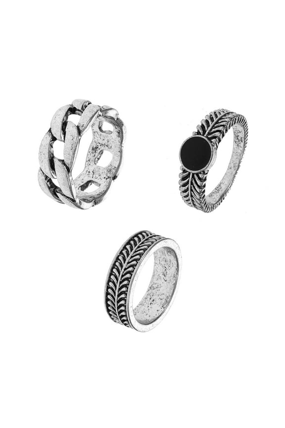 Men's Rings, Silver, 3 Pack