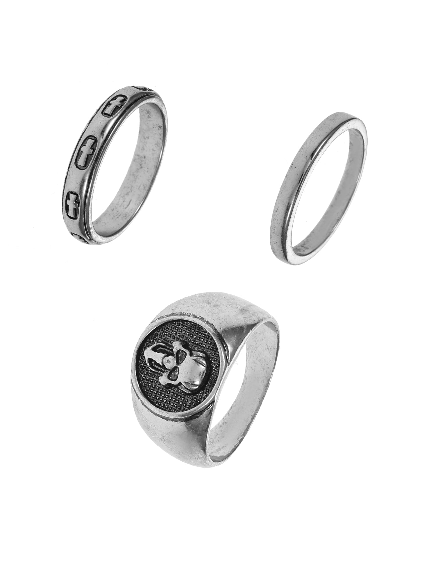 NO BOUNDARIES Men's Rings, Silver, 3 Pieces