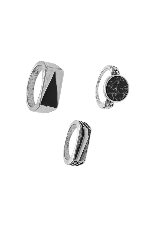 Men's Rings, Silver, 3 Pack