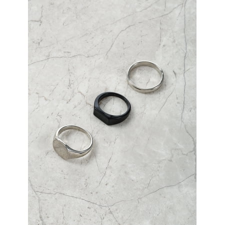 No Boundaries Men's Rings, Silver, 3 Pieces