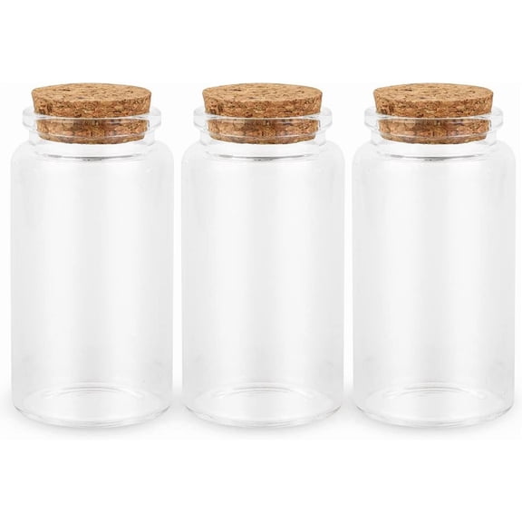 3PC100ML Empty Glass Jars with Cork Stoppers for DIY Art Crafts Projects Decoration Party Supplies and Wedding Party Favors for DIY Art Crafts Projects Decoration Party Supplies Wedding