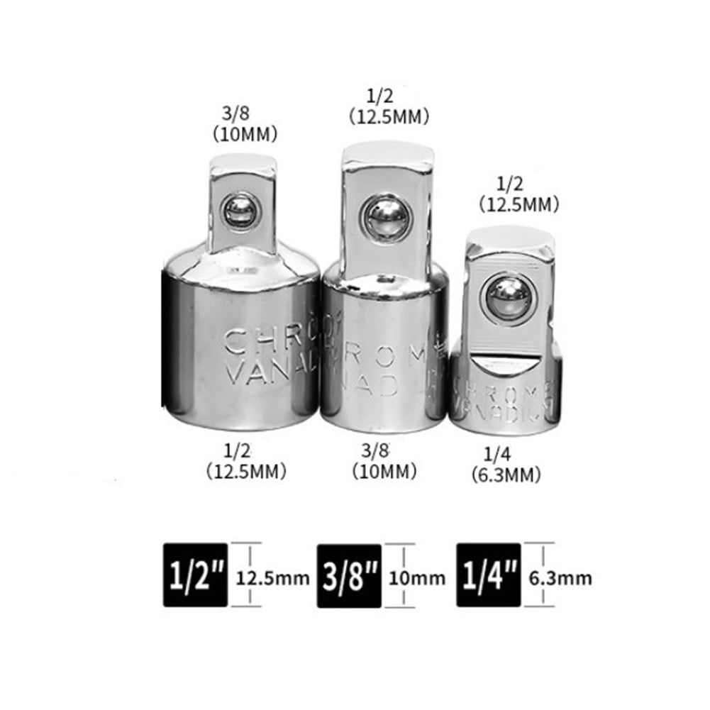 3PCS 1 4 3 8 1 2in Female To Male Drive Socket Spanner Converter Wrench how-many-centimeters-is-an-inch-inches-to-cm-conversion