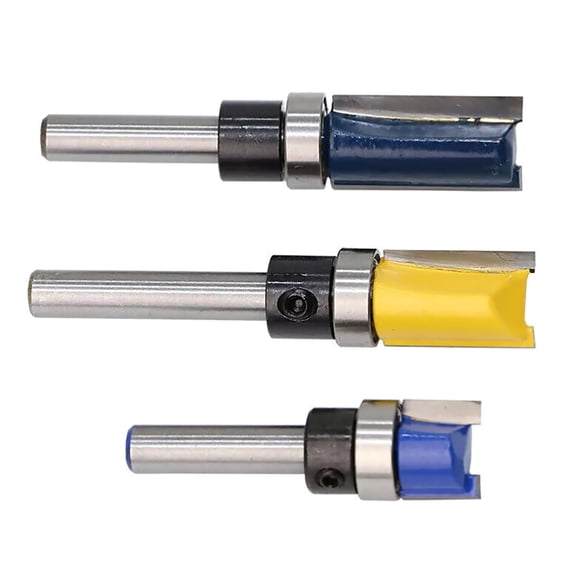 3PCS 1/4" 6.35mm Shank Straight Flush Trim Router Bit Set Woodwork Wood Template Cutter TAPDRA Spare Part