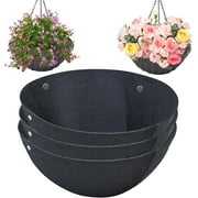 3PCS 12/14/16 Inch Round Hanging Basket Liners Fabric Hanging Plant Liners Non-Woven Planter Liners Black Felt Liners Replacement Inserts for Hanging Baskets Outdoor Plants - Avoid Bird Nesting