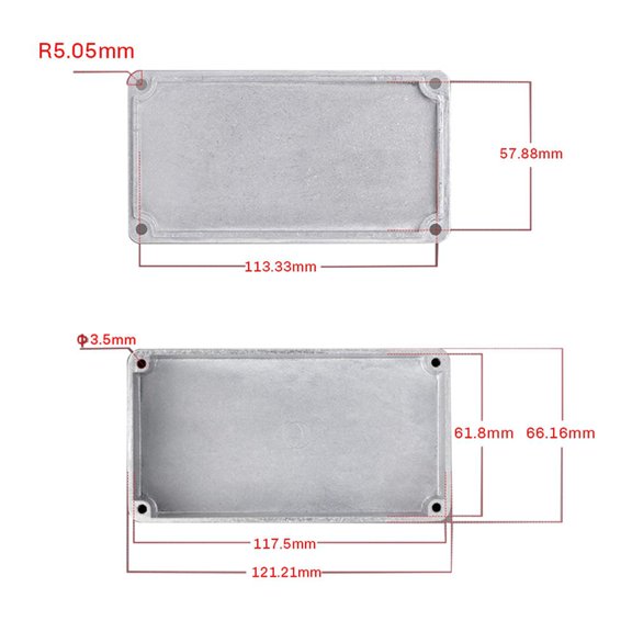 3PCS 125B/1590N1 Aluminum Guitar Effect Pedal Enclosure Metal Stomp Box Enclosure Unfinished 122x66x39.5mm with Rubber