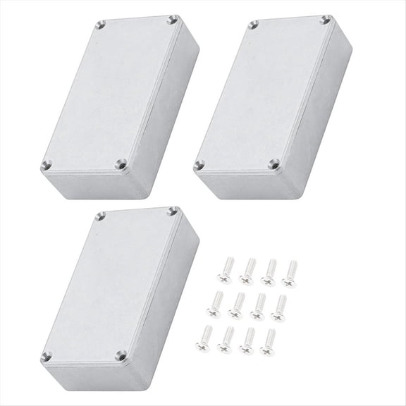 3PCS 125B/1590N1 Aluminum Guitar Effect Pedal Enclosure Metal Stomp Box Enclosure Unfinished 122x66x39.5mm with Rubber