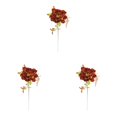 thumbnail image 1 of 3PCS 13.4 Inch Red Brown Artificial Magnolia Stem Spray, Gold Stamen Faux Floral Pick Bendable Wire Stem for Fall Thanksgiving Arrangement Centerpiece Indoor Home Decor, 1 of 5