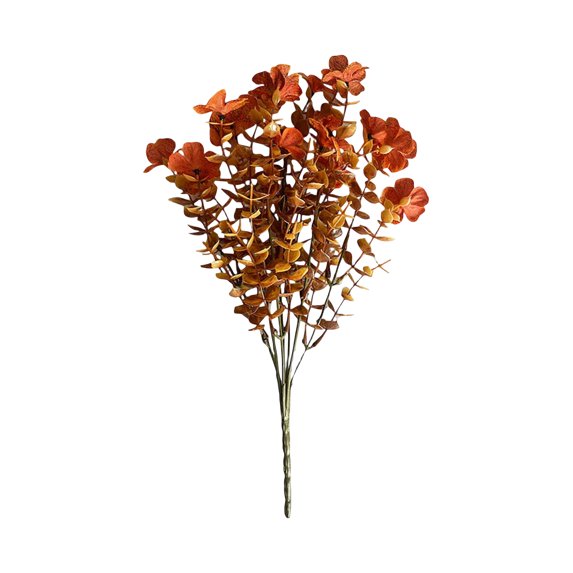 3PCS 13.78in Artificial Autumn Eucalyptus Violet Bush, Thanksgiving Day Faux Plant Arrangement for Porch Planters, Fall Decorations Outdoor Greenery for Front Door and Garden