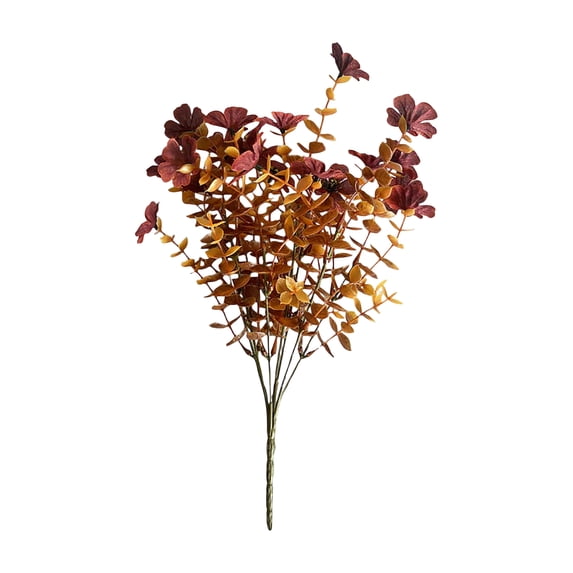 3PCS 13.78in Artificial Autumn Eucalyptus Violet Bush, Thanksgiving Day Faux Plant Arrangement for Porch Planters, Fall Decorations Outdoor Greenery for Front Door and Garden
