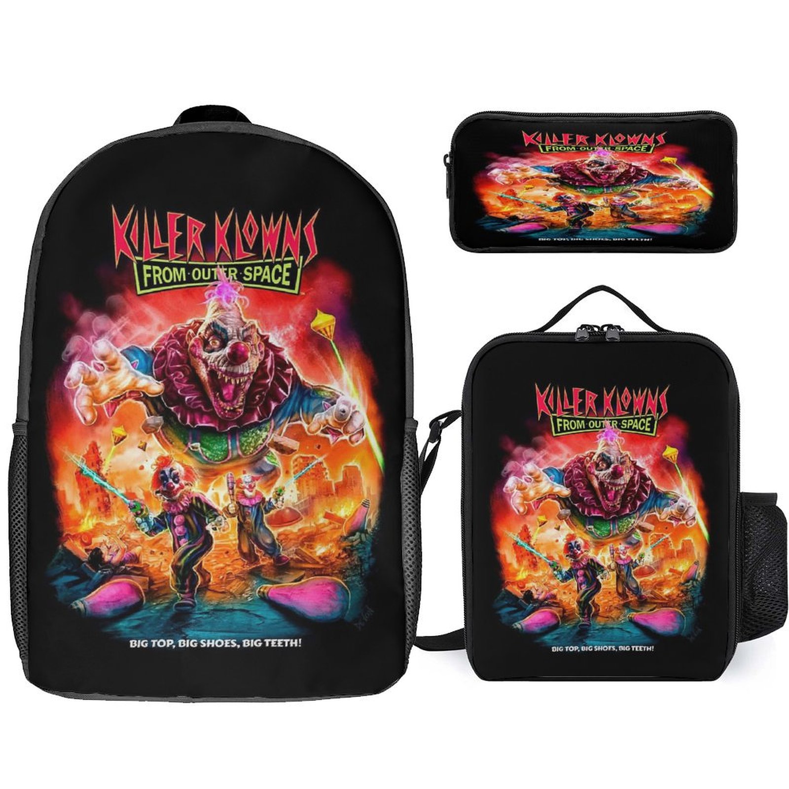 3PCS 17 In Kids Killer Klowns Backpack with Lunch Box Lightweight