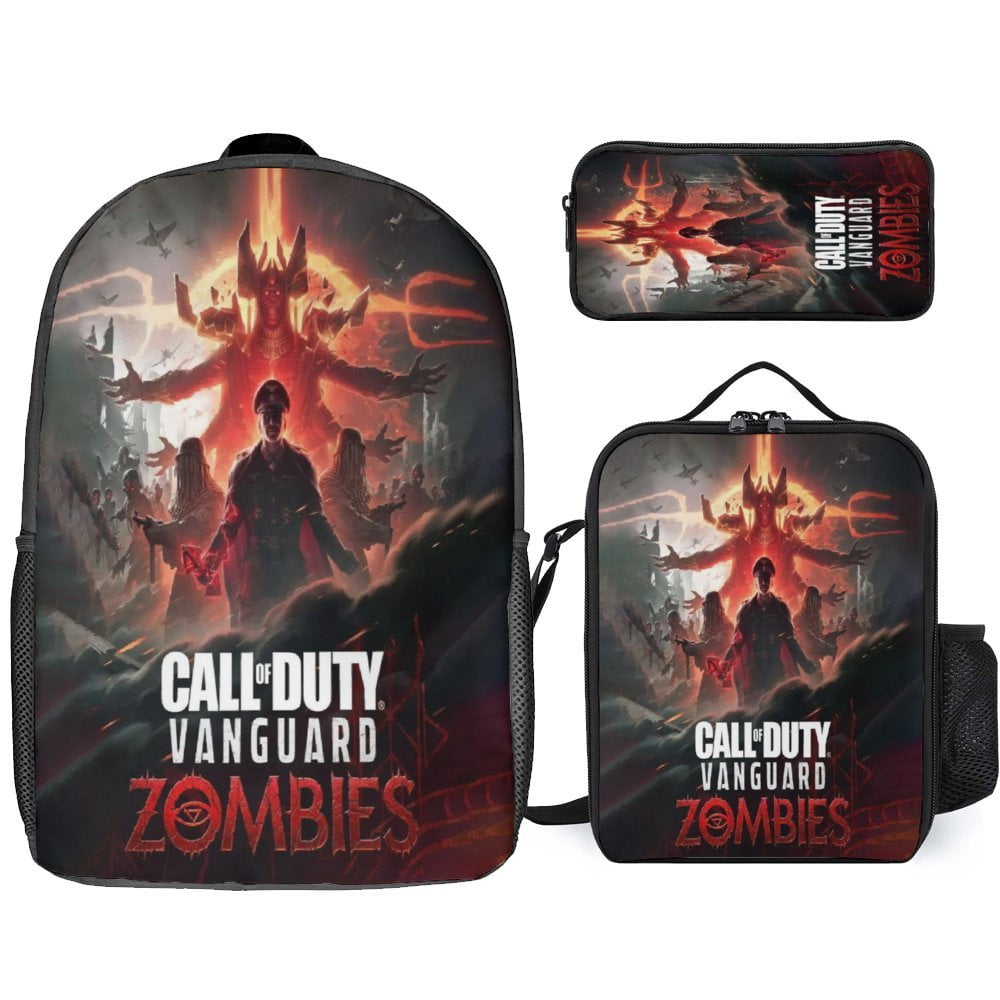 3PCS 17 Inch Call Of Duty Backpack with Lunch Box Lightweight Travel Backpack Laptop