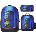 3PCS 17in Monster Inc Backpack 3pcs Anime Travel Backpack Set Boys