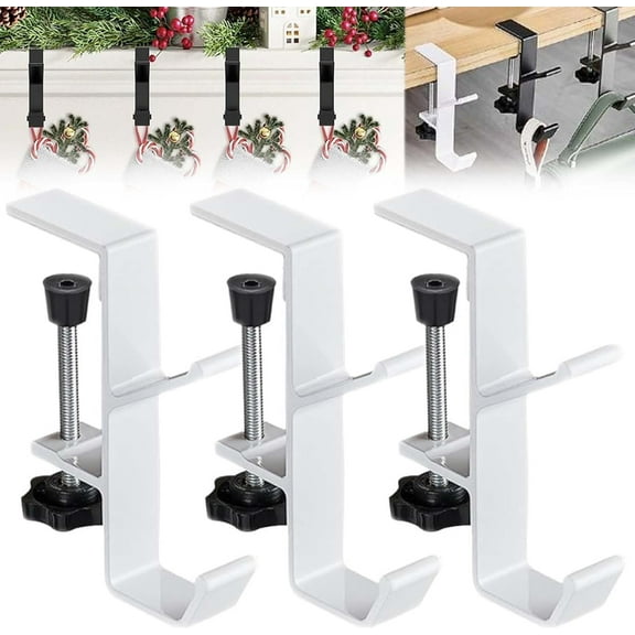 3PCS 2 in 1 Mantel Hanger for Garland, Garland and Stocking Hanger, Adjustable Stocking Hangers for Mantel , Adjustable Garland and Stocking Mantel Holders, Garland Hangers Heavy Duty for Door