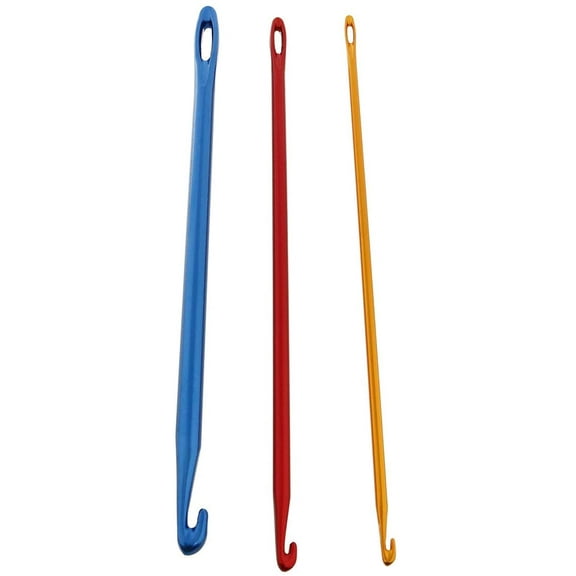 3PCS 2.75mm 4mm 6mm Sewing Needles Afghan Tunisian Aluminum Crochet Hook with Hole Eye for Knit DIY Craft Loom Tool