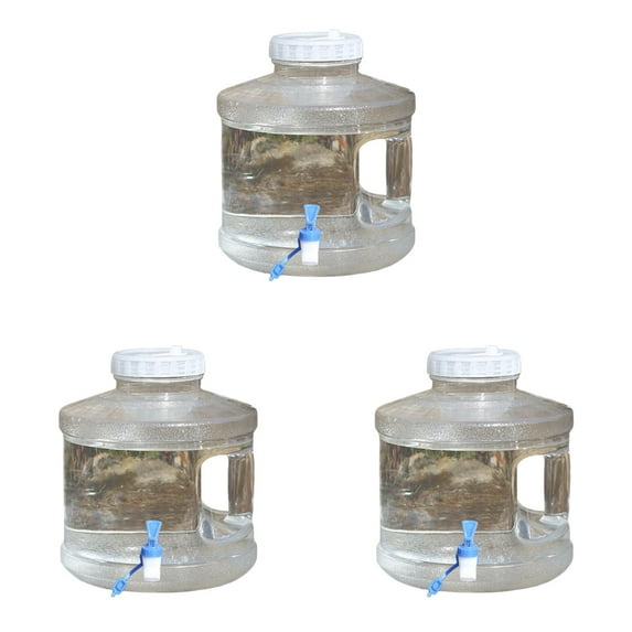 3PCS 2 Gallon Water Container with Faucet - Portable Camping Water Jug with Spigot, BPA-Free Transparent Water Storage Bucket for Outdoor Sports, Hiking, Emergency Supplies & Travel