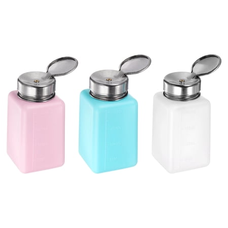 3PCS 200ML(6.8oz) Push Down Alcohol Dispenser Pump Liquid Press Empty Bottles Refillable Container 3 Colors