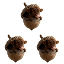 3PCS 2026 Highland Cow Acorn Ornaments, 2D Flat Acrylic Cartoon Cow Hanging Decor, Cute Animal Christmas Tree Ornaments for Holiday Home Party Decorations-C