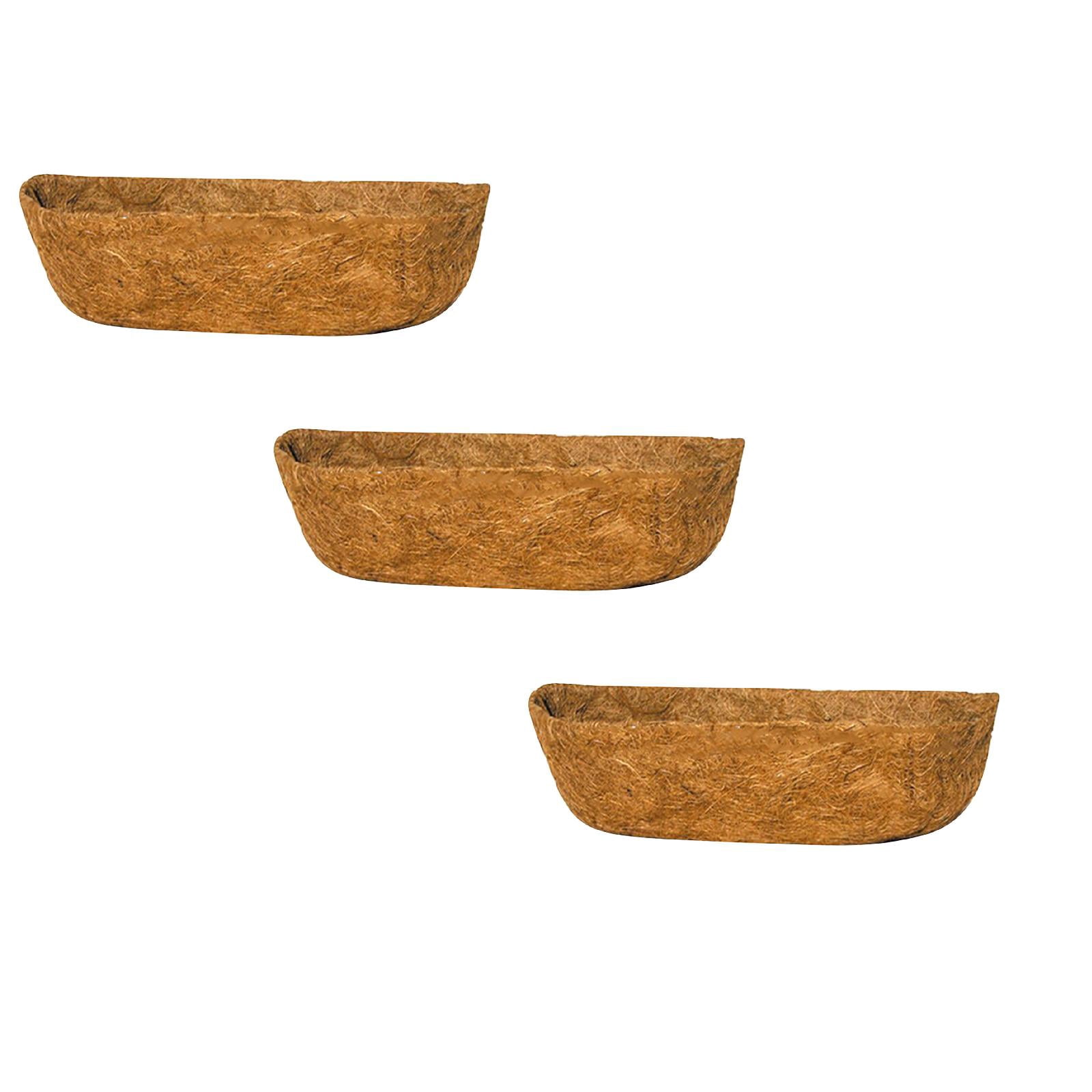 3PCS 23.6in Liners for Planters, Pre-Formed Trough Coconut Fiber Liner Replacement for Window Box, Fence Flower Baskets, Garden Flower Pot