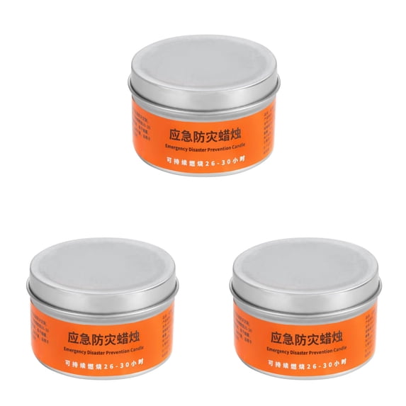 3PCS 24 Hour Long Burning Tin Emergency Survival Candle, Odorless Wind & Water Resistant Light Source for Home Power Outage, Camping, Hiking & Disaster Emergency Preparedness