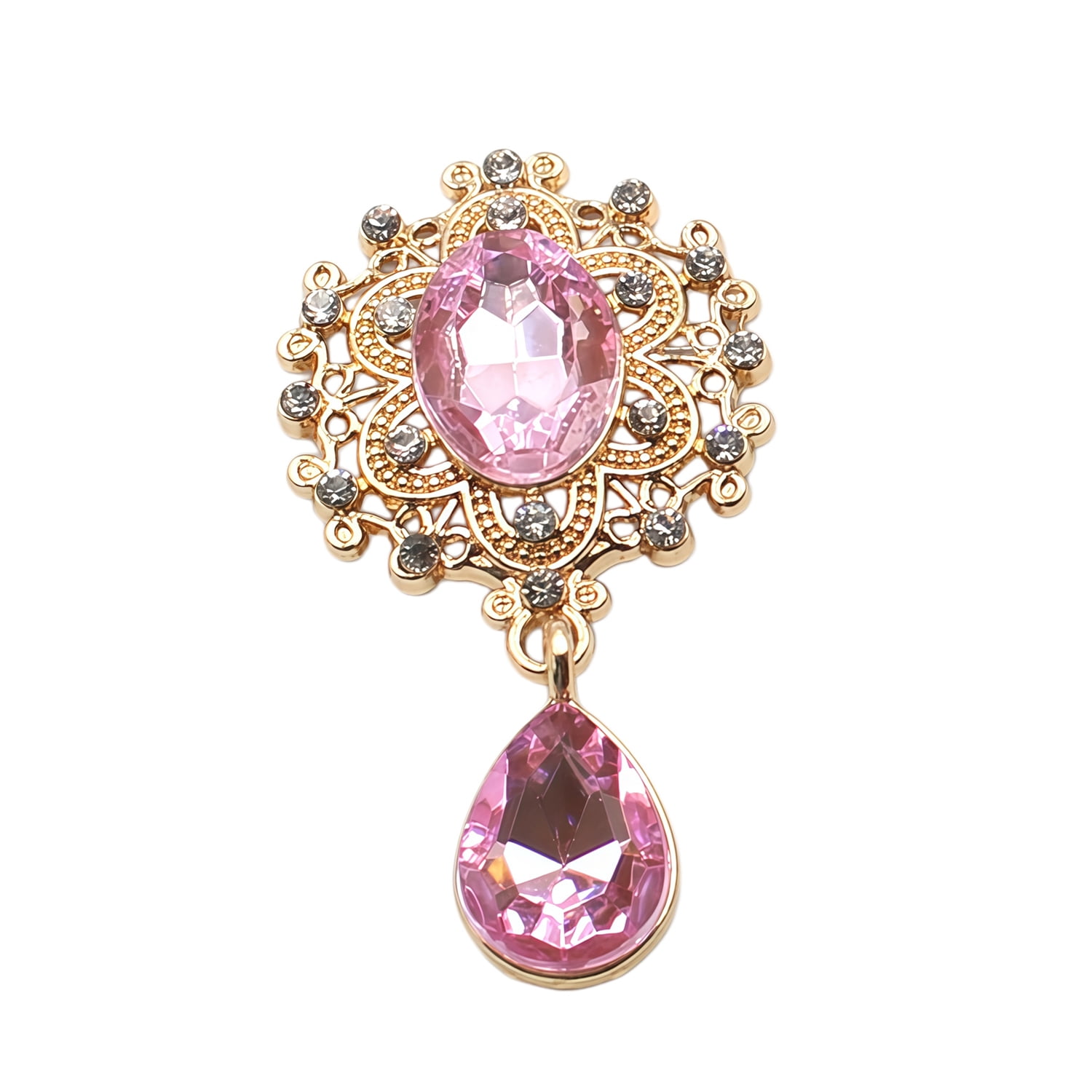 3PCS 25x45mm Alloy Brooch Buttons Rhombic Pendant Metal Rhinestone ...