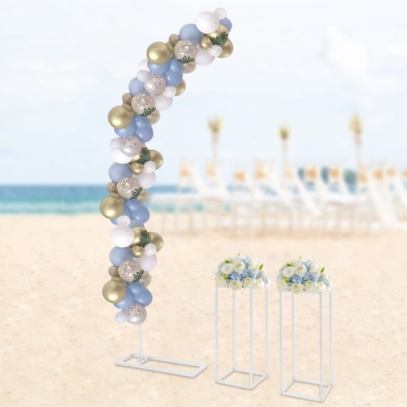 3PCS 2m/6.56ft White Arched Stand Height,Wedding Centerpieces,Metal Wedding Flower Stand