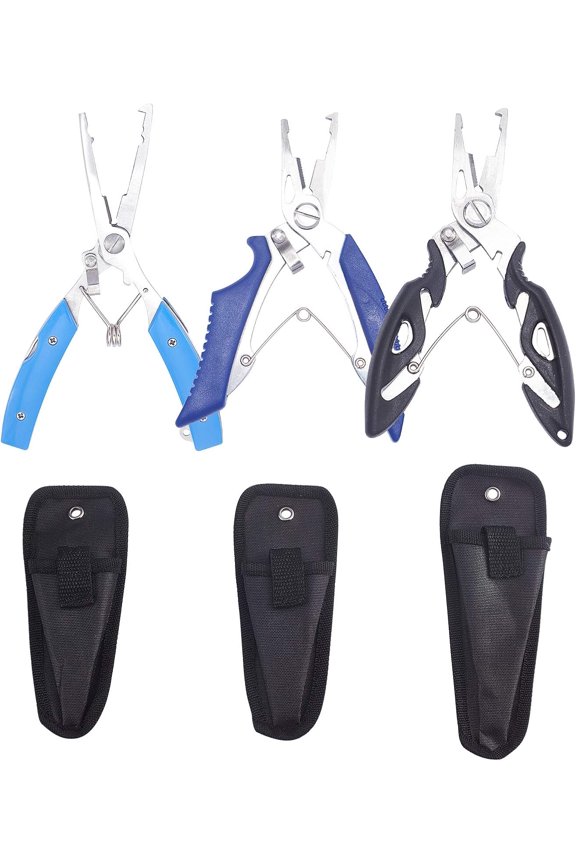 3PCS 3 Sizes Stainless Steel Fishing Pliers Fishing Tools for Hook Remover Braid Line Cutting and Split Ring Mix Color for DIY