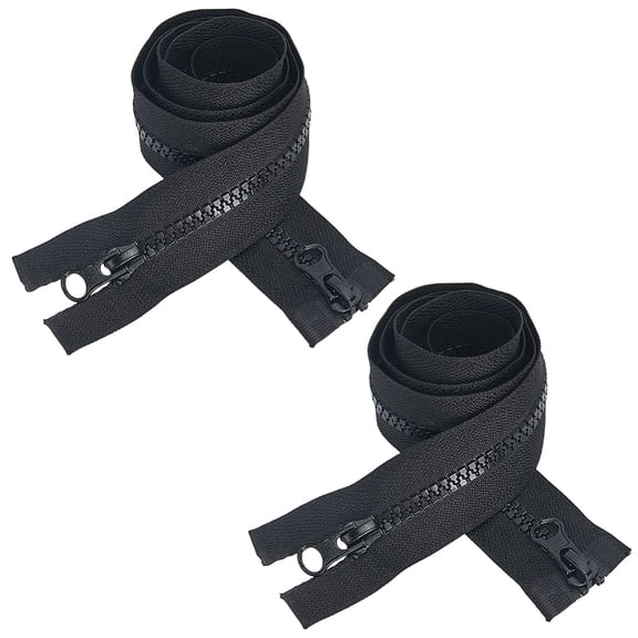 3PCS 32 Inch Black Zipper Tape #5 Bulk Double Sliders Pull Nylon Plastic Replacement Coil Separating Zippers Roll
