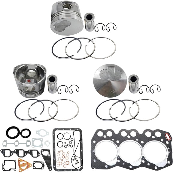 3PCS 3TNA66 Piston+Piston Rings With 3TNA66 Full Gasket Kit For Yanmar 3TNA66 3TN66 3D66 Engine Piston Height 58mm Diameter 66mm STD