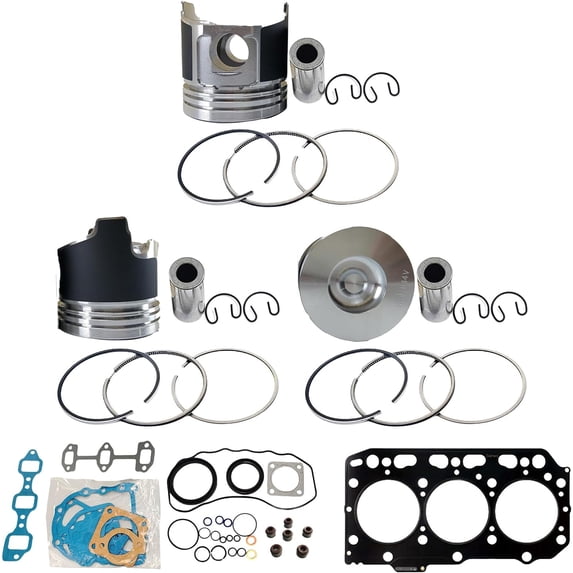 3PCS 3TNV84 Piston+Piston Rings With 3TNV84 Full Gasket Kit For Yanmar 3TNV84 TNV84T 3D84E Engine For John Deere Tractor For Komatsu 3D84E-3 3D84E-5 PC35R-8 PC30R-8 PC30MR Excavator STD