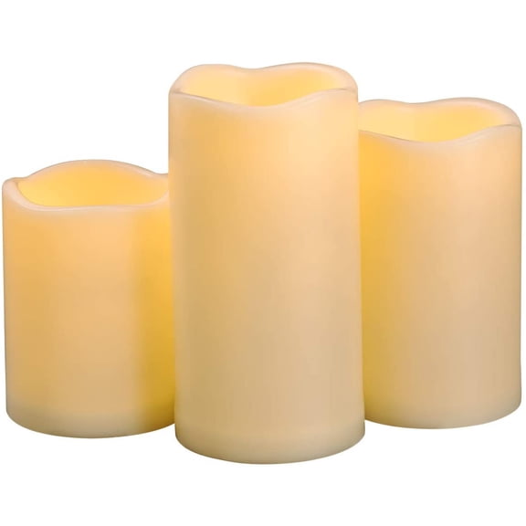 3PCS 4" 5" 6" Waterproof LED Flameless Timer Candles, 1000 Hours Long Battery Life/Flickering Battery Operated Electric Outdoor LED Large Pillar Candle for Outside Lantern Festival Decor etc.