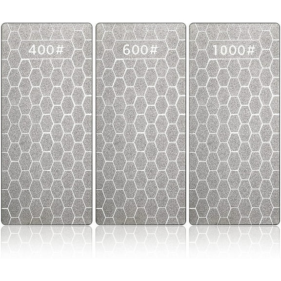 SATC 3Pcs 400-1000 Grit Diamond Sharpening Stone Kit, 6" x 2.5" x 0.04" for Polishing
