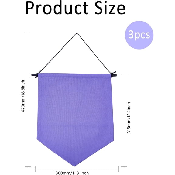 3PCS 470x315mm/18.5x12.4inch Purple Wall Hanging Brooch Organizer Canvas Enamel Pin Display Banner Wall Hanging Pin Collection Storage Organizer for Pin Earrings Necklace
