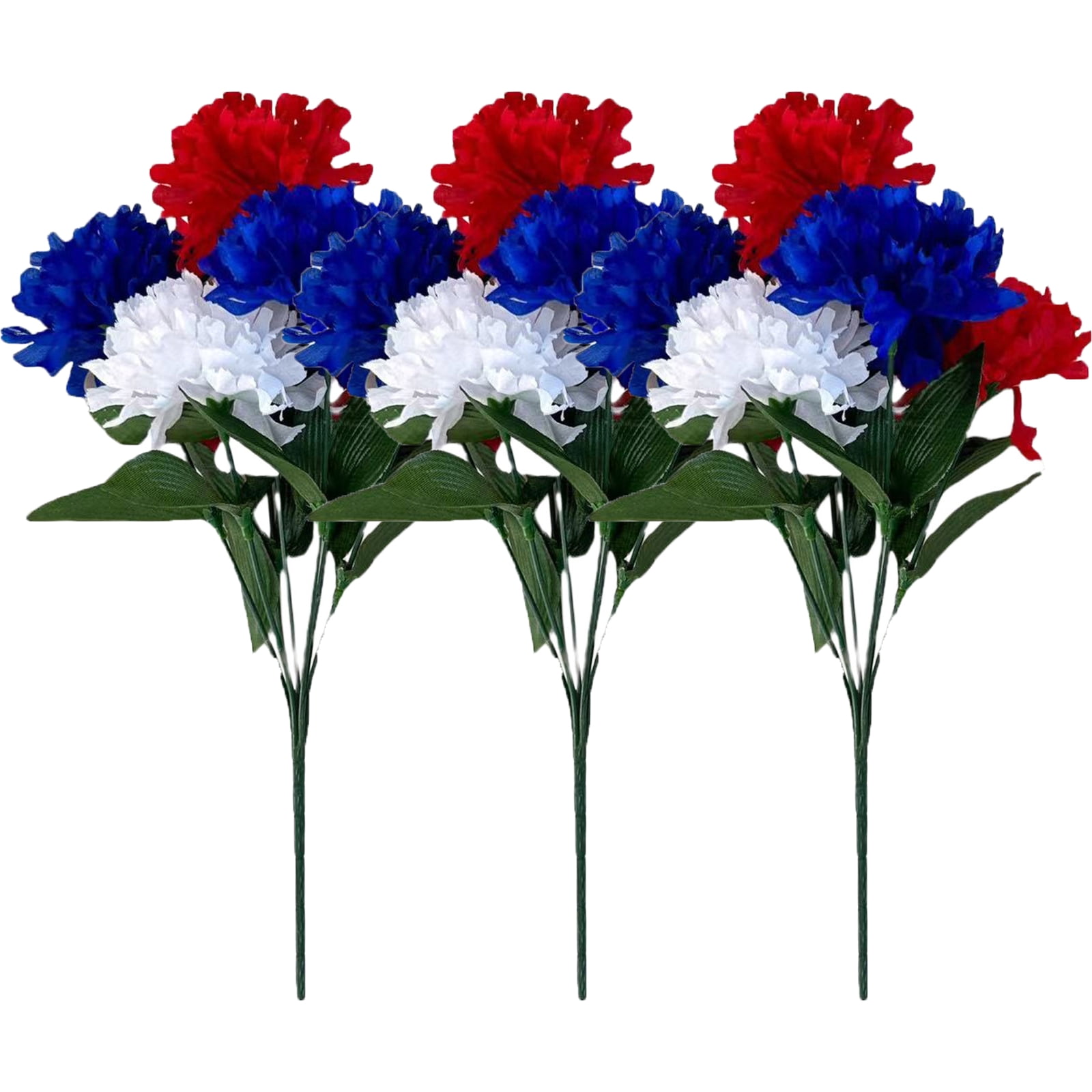 3PCS 4th of July Artificial Peonies Flowers 13 Inch Patriotic Red White ...