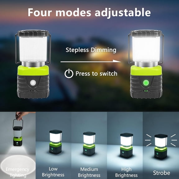 3PCS 6500K White Light LED Camping Lantern Rechargeable 1000LM, 4500mAh Power Bank, Flashlight for Hurricane Emergency, Hiking, IP44 Waterproof Lantern (Black)