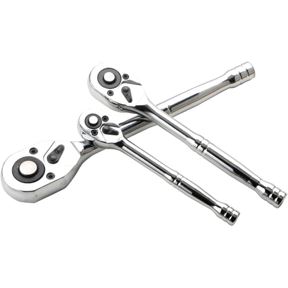 3PCS 72-Tooth Ratcheting Wrench Set, 1/4", 3/8", 1/2" Drive, Reversible Quick-Release Ratchets, CR-V Steel, Soft Grip Handle for Auto Repair