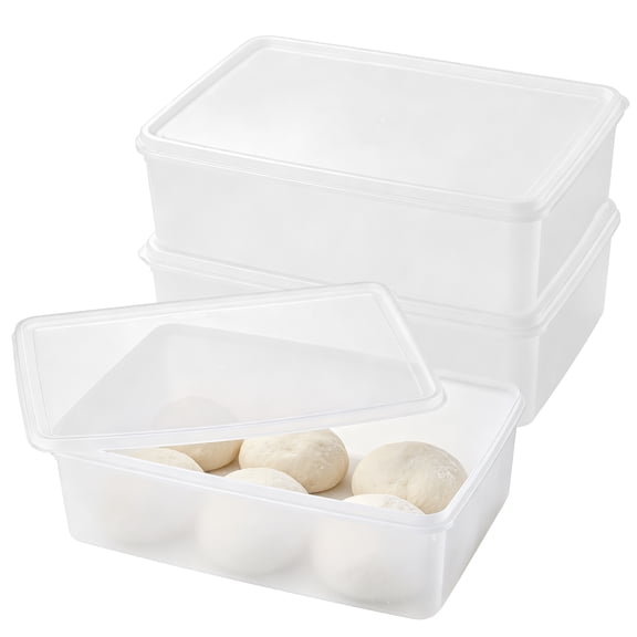 3PCS 8L Thick White Plastic Dough Proofing Box with Airtight Lid,Rectangular Pizza Dough Storage Container for Bakery,Kitchen & Food Prep