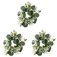 thumbnail image 1 of 3PCS 9.84IN Eucalyptus Candle Wreath Centerpiece with Artificial Greenery Leaves Ring, Boho Farmhouse Decor for Wedding Tabletop Pillar Candle Holder Kitchen Cabinet Door Wall Window Home Decor, 1 of 9