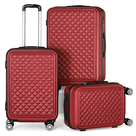 3PCS ABS Lightweight Durable Spinner Wheels with TSA, Cherry Red